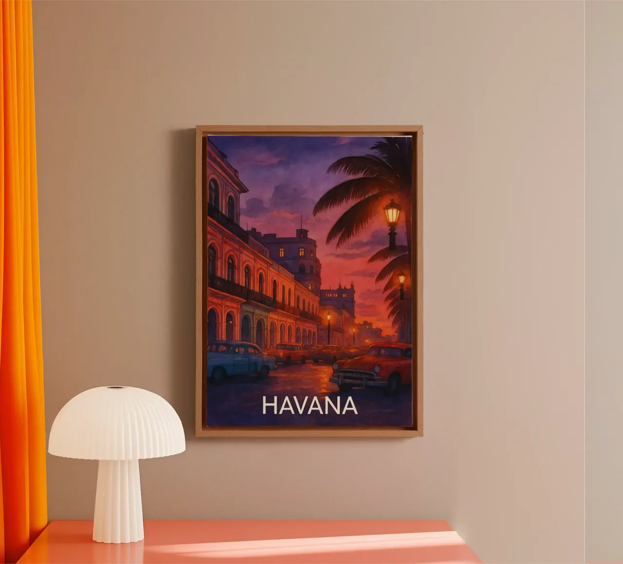 pittura della città dell'avana ilustrazione tela con Cornice a cassetta da Allghaniz