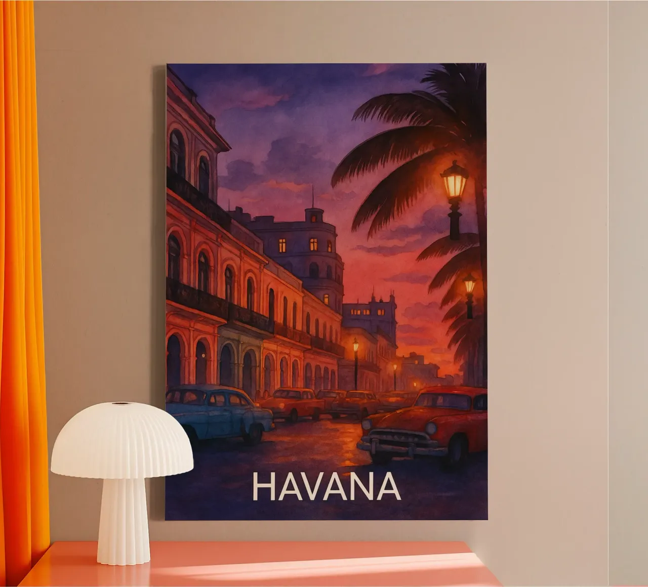 pittura della città dell'avana ilustrazione tela con Cornice a cassetta da Allghaniz