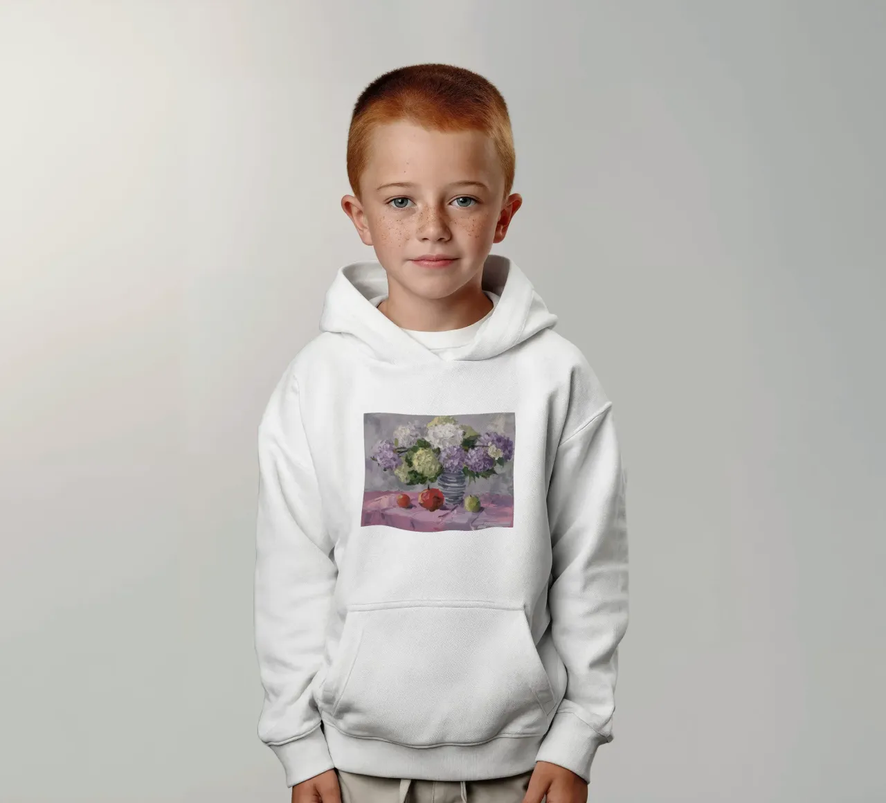 Hydrangea Apple Stillness kids hoodie by Lush Essence