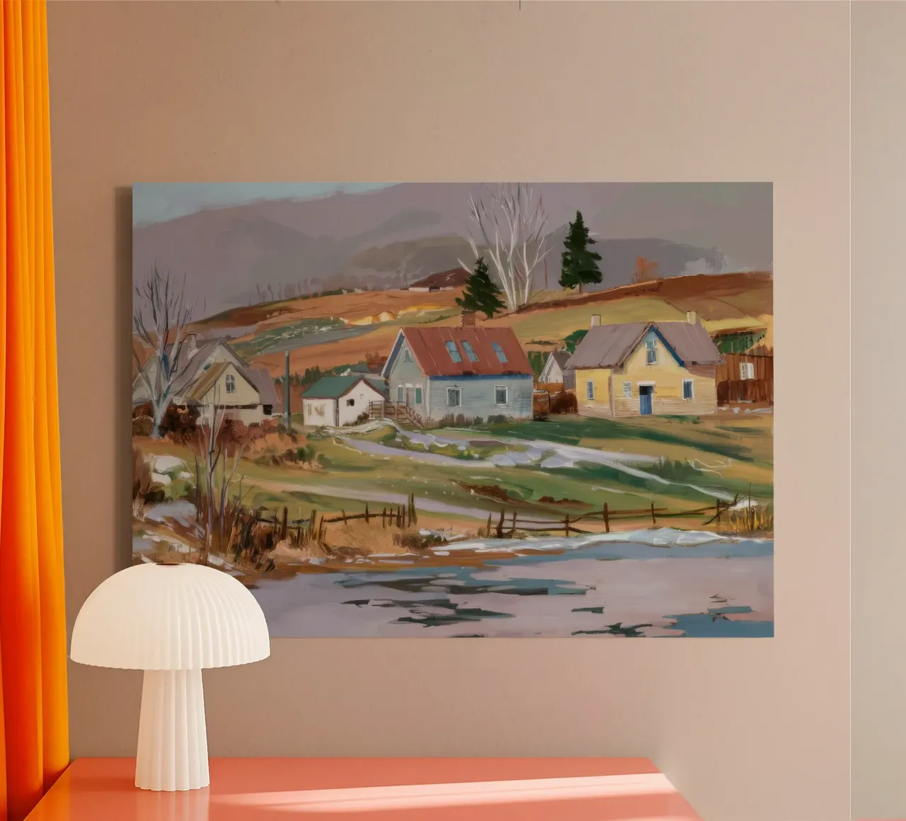 Village Winter Warmth canvas by Radiance Landscape