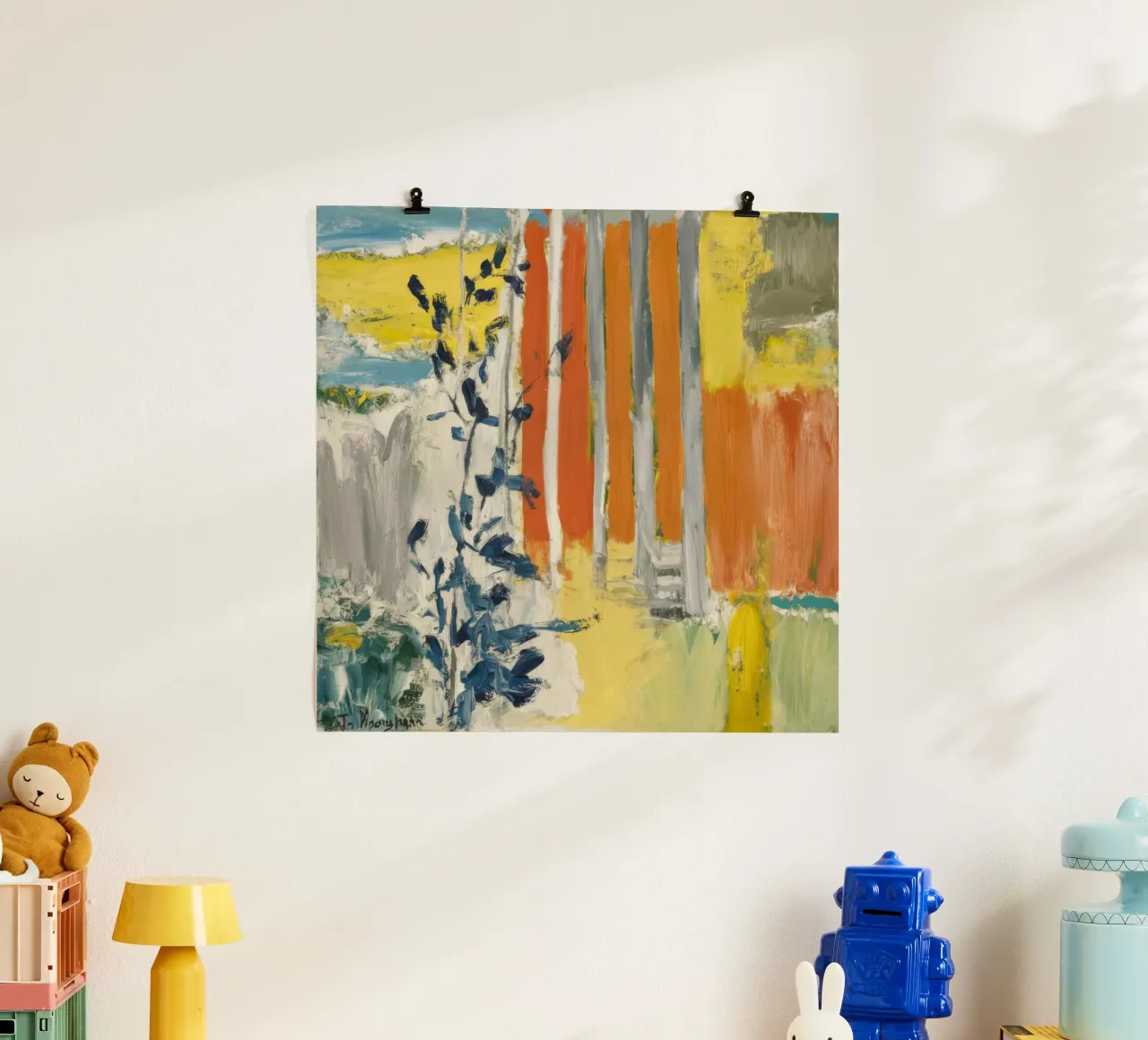 Tonalità ambra della foresta poster con telaio in legno da Vivid Reverie