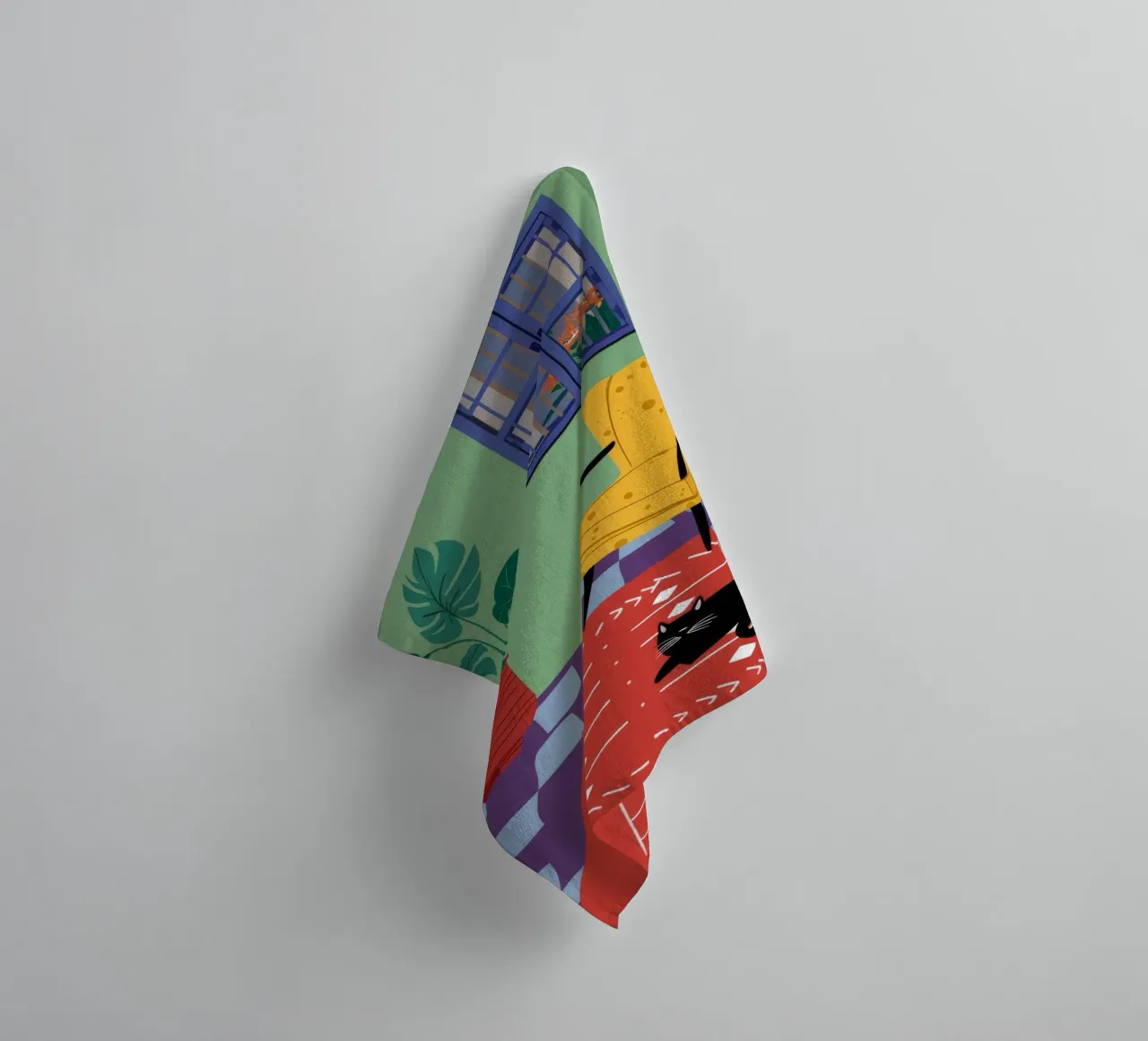 Chat de la chaise jaune serviette de bain de Moonlite Desire