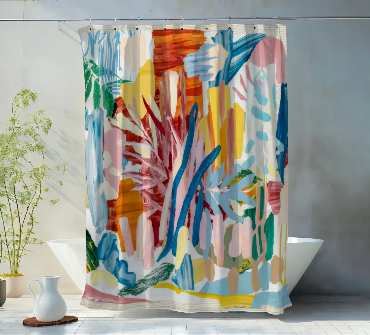 Chroma Jungle Pulse shower curtain by Vivid Reverie