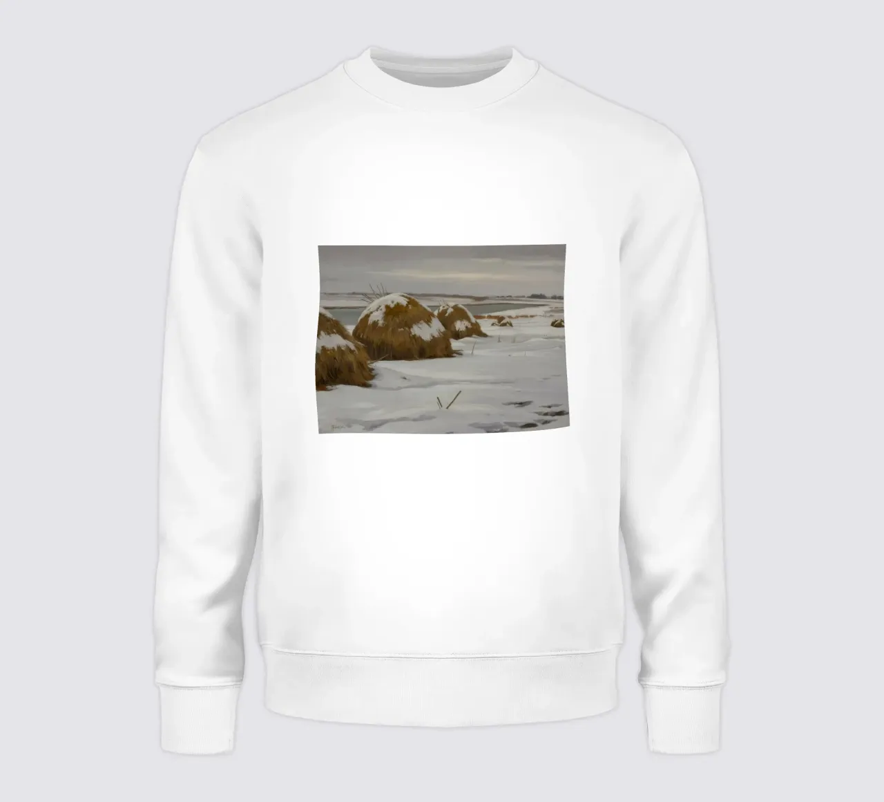 Haystacks Snowy Fields sweatshirt by Radiance Landscape