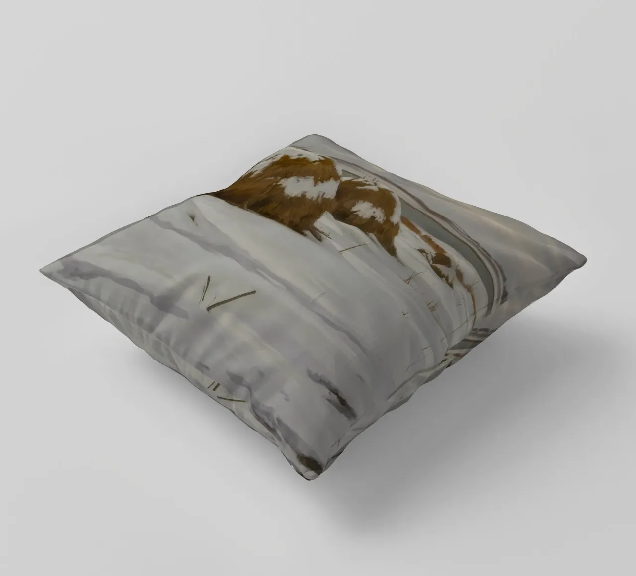 Haystacks Snowy Fields decorative cushion by Radiance Landscape