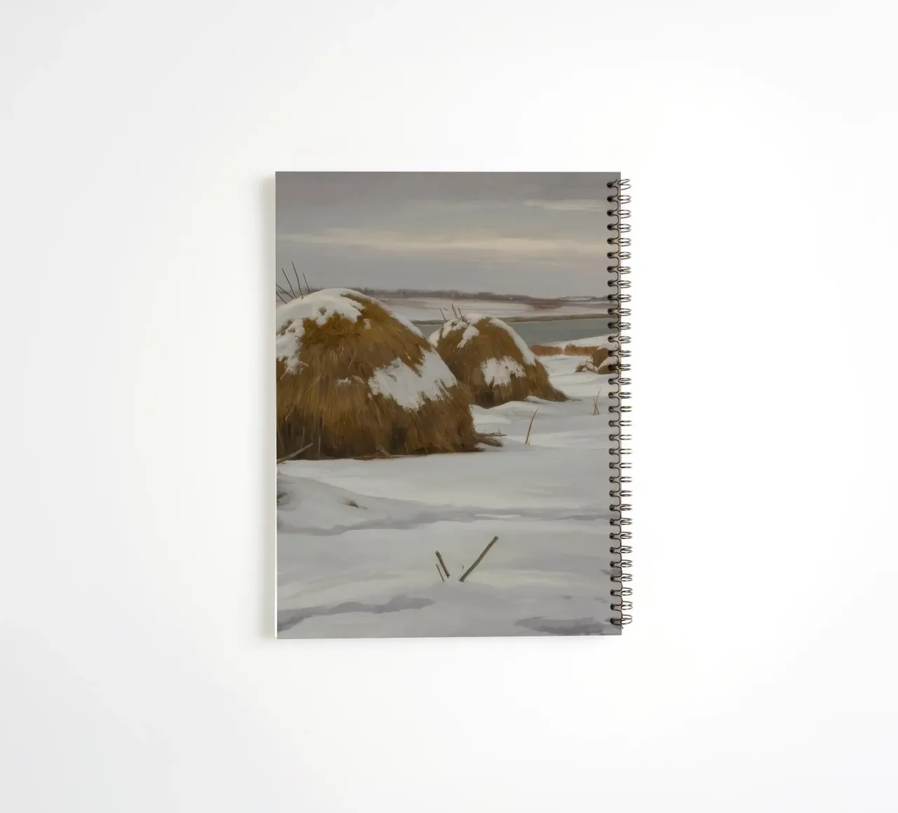 Haystacks Snowy Fields spiral notebook by Radiance Landscape