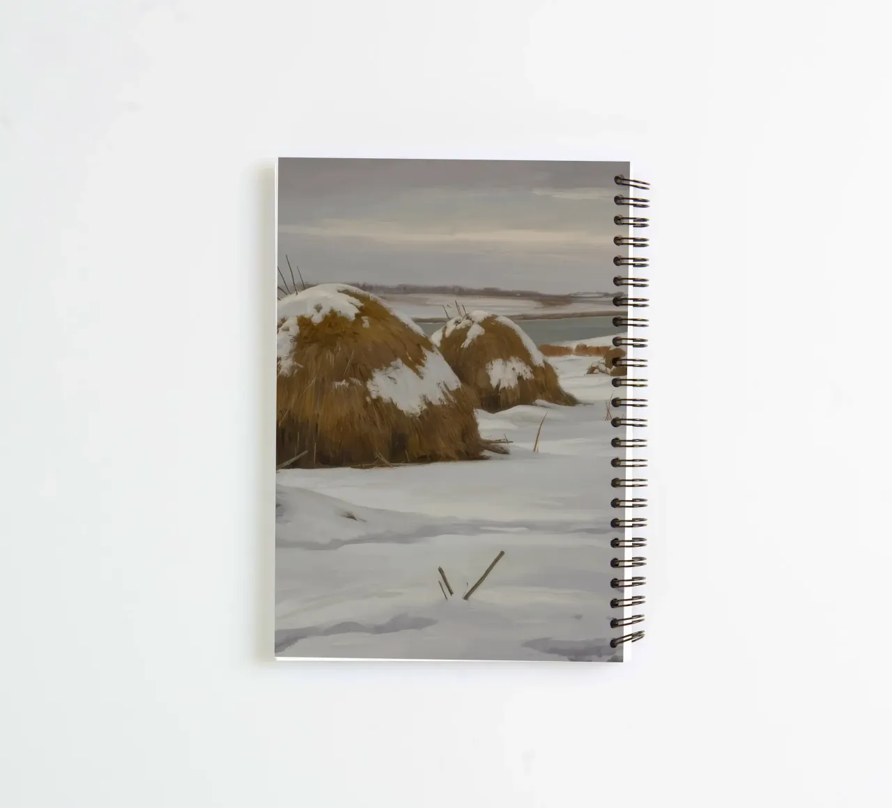 Haystacks Snowy Fields spiral notebook by Radiance Landscape