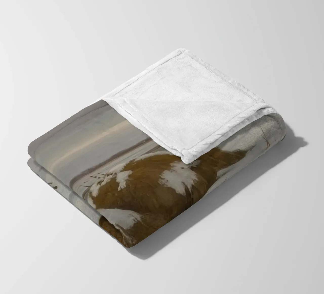 Haystacks Snowy Fields fleece blanket by Radiance Landscape