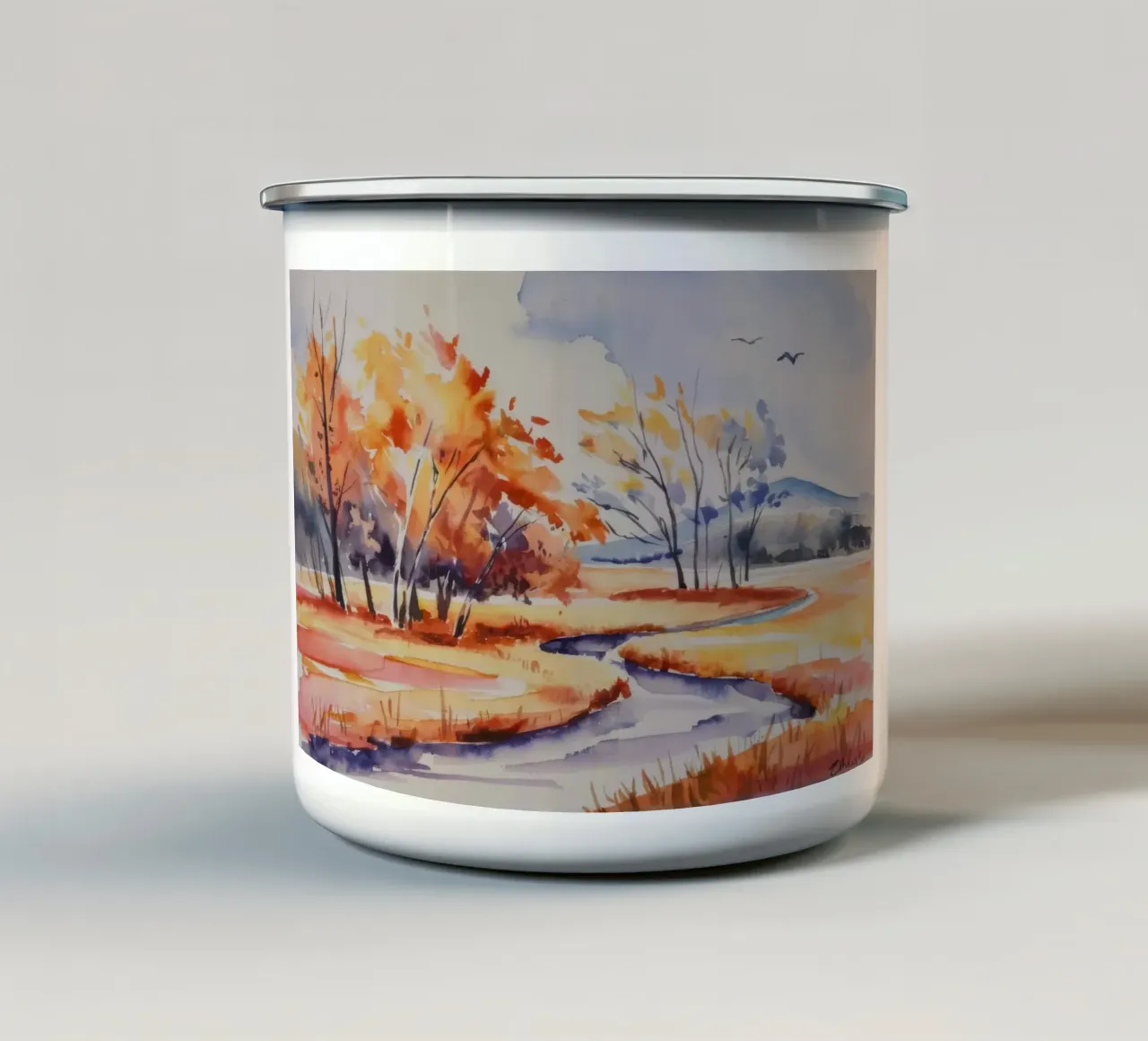 Ansa del fiume d'autunno tazza in smalto da Lush Essence
