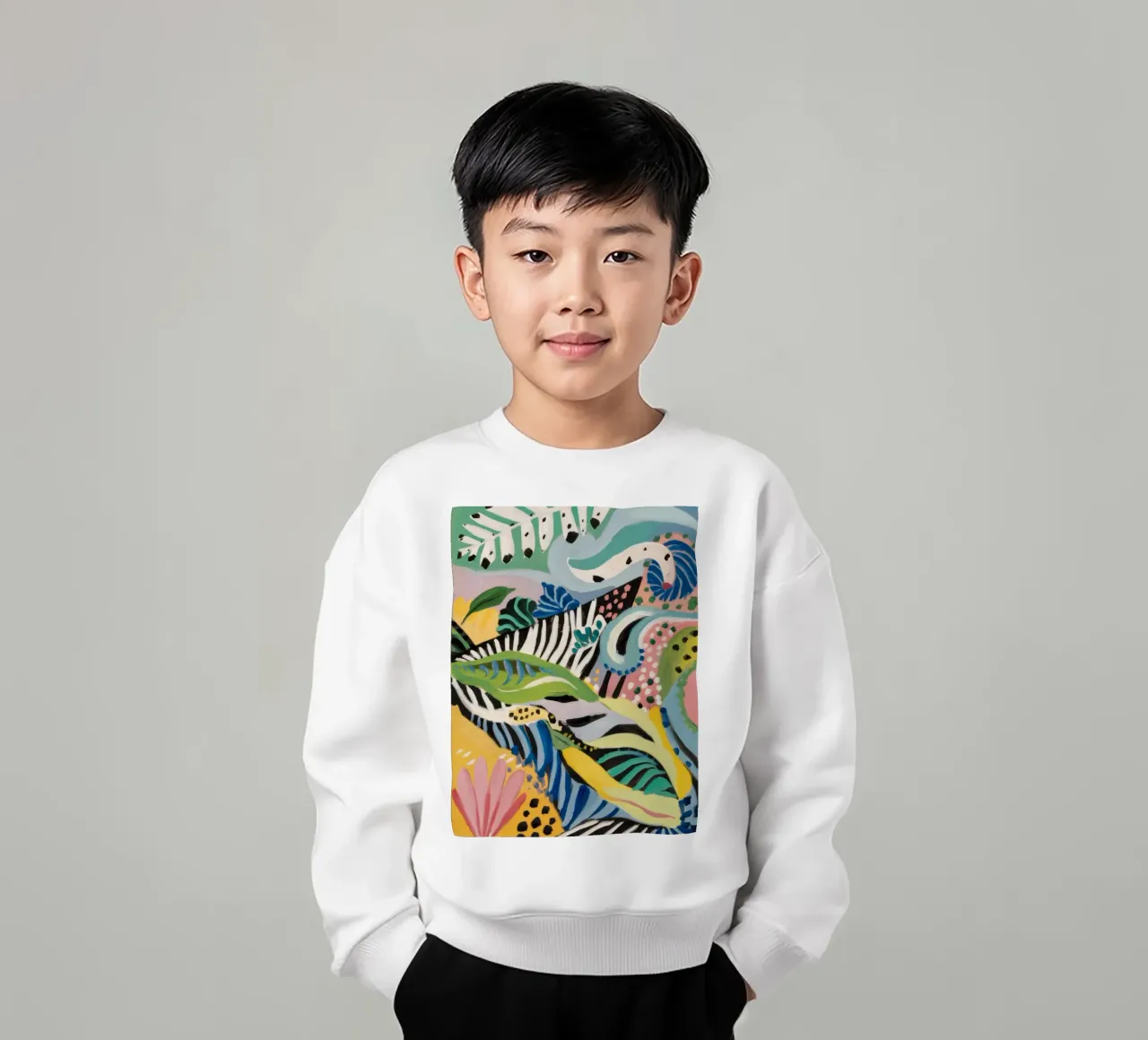 Zebra Leaf Rhythm kids sweatshirt by Vivid Reverie
