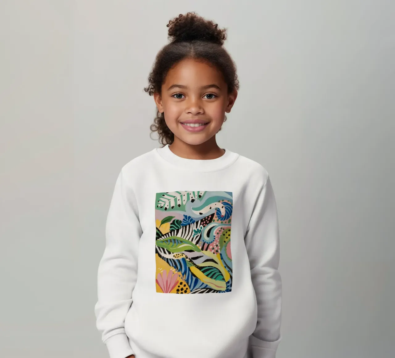 Zebra Leaf Rhythm kids sweatshirt by Vivid Reverie