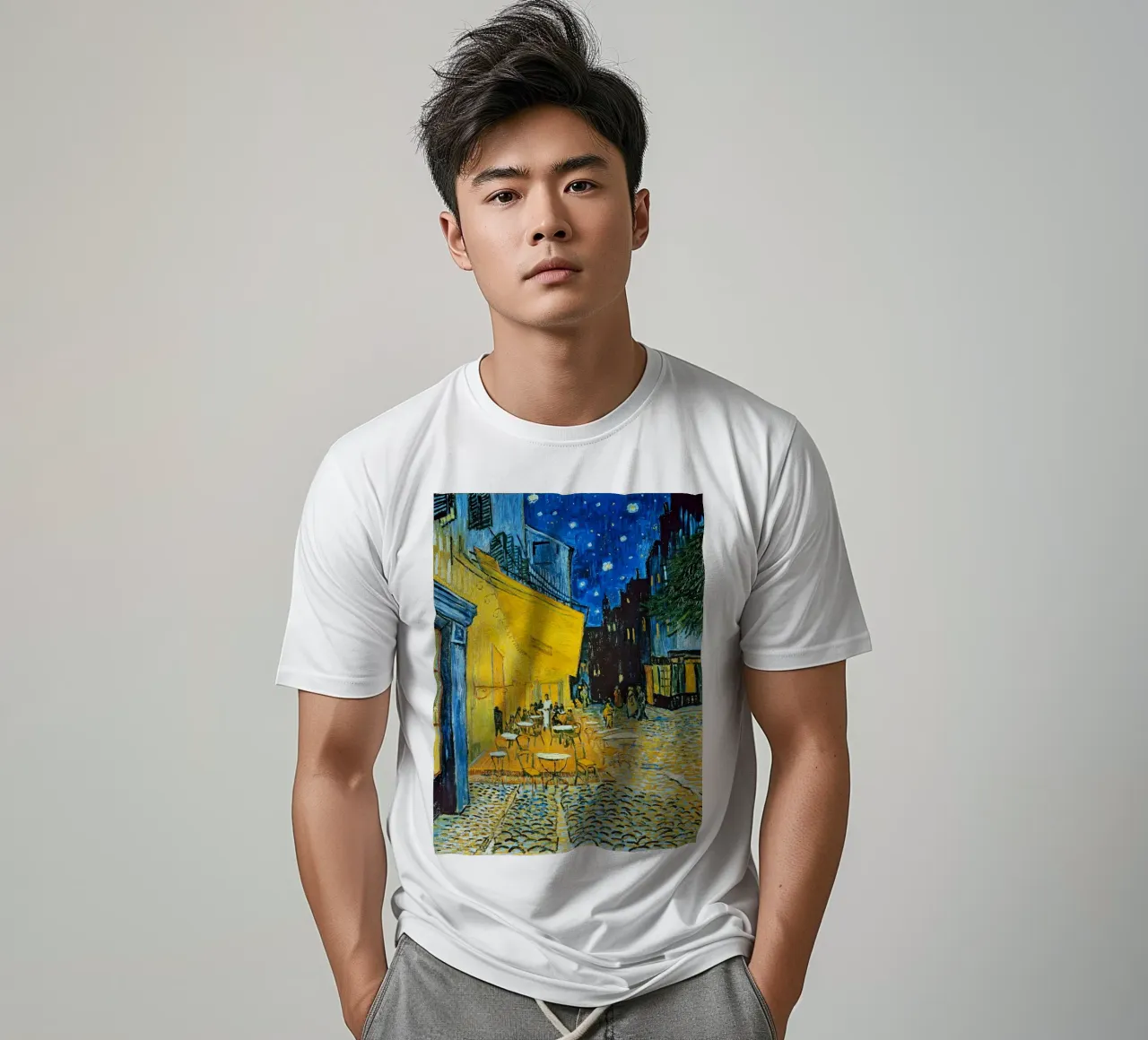 Terrazza di un caffè di notte - Vincent van Gogh t-shirt da Sylviepaint