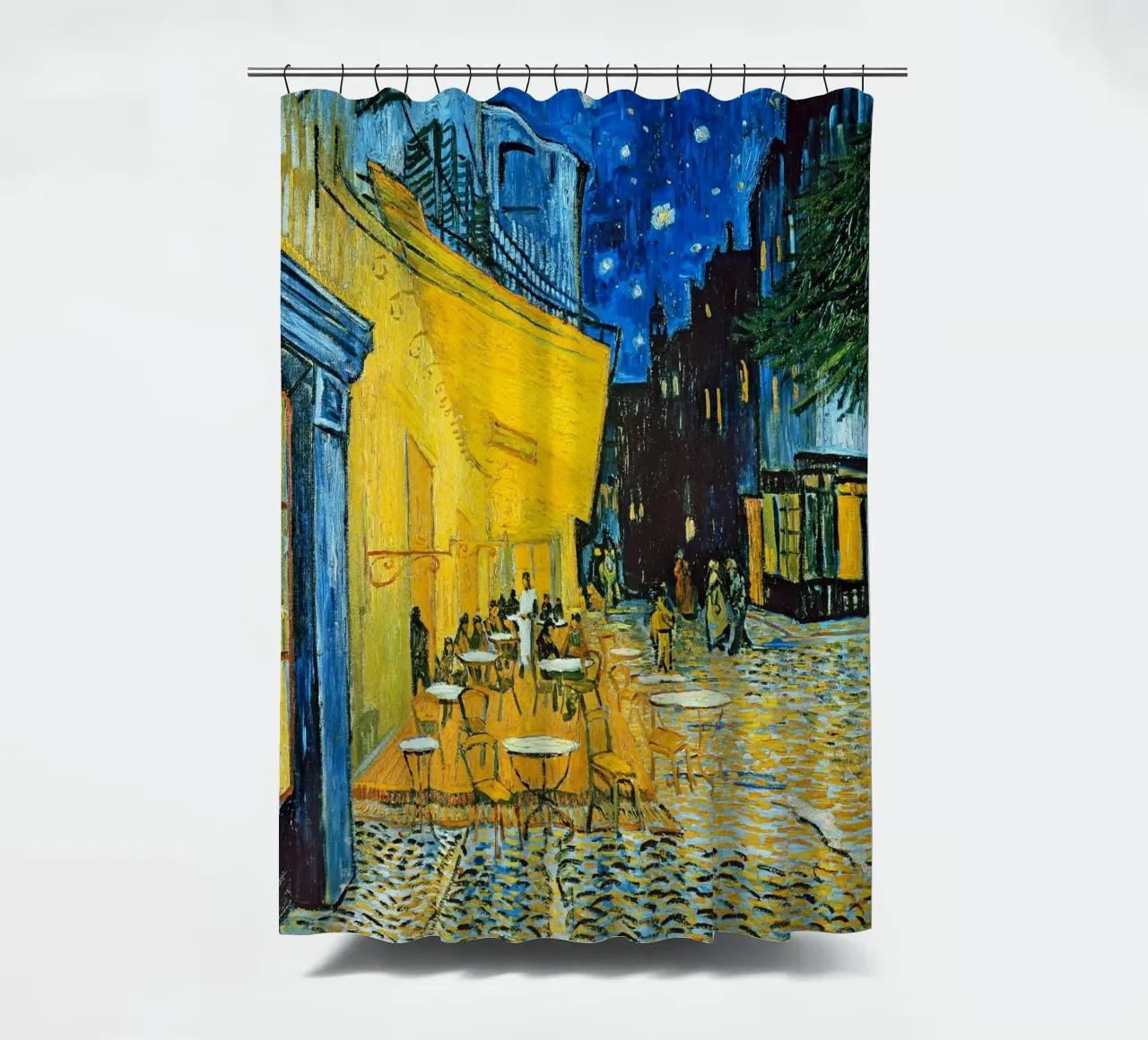 Terrazza di un caffè di notte - Vincent van Gogh tenda da doccia da Sylviepaint