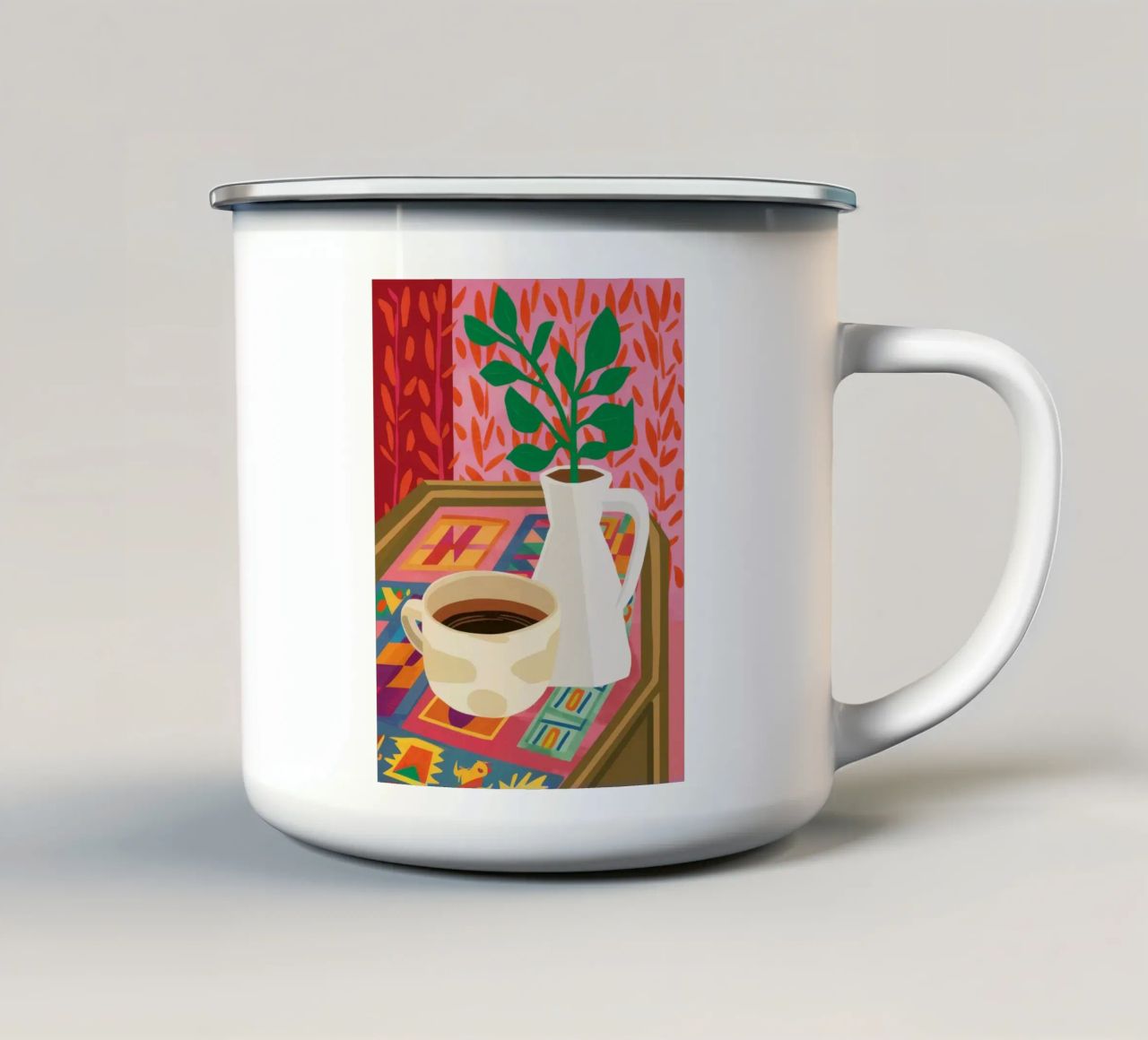 Contemplazione sul caffè per gatti tazza in smalto da Moonlite Desire