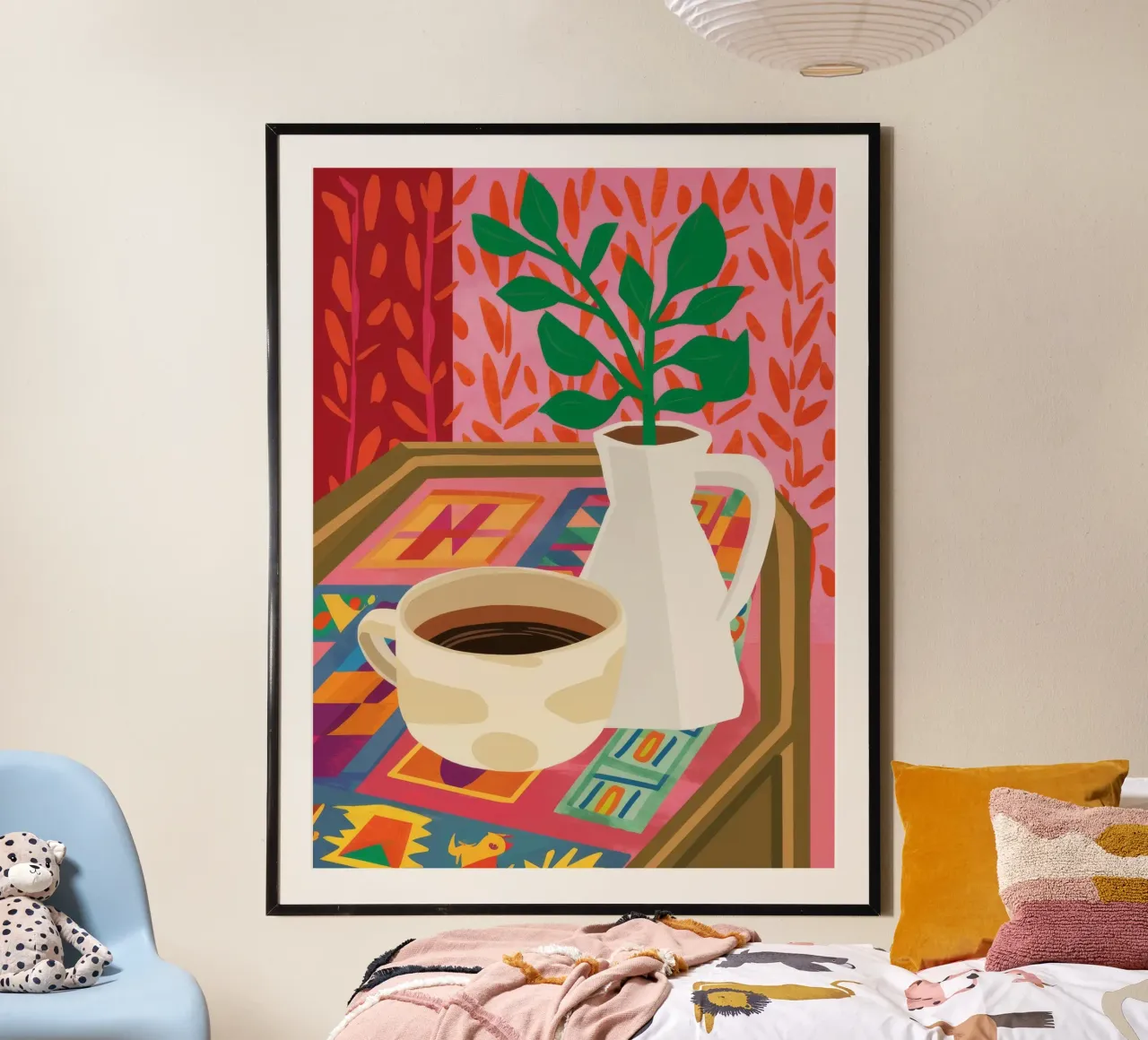 Katze Kaffee Kontemplation Poster von Moonlite Desire