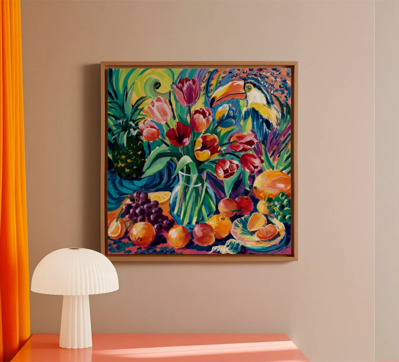 Cornucopia di fiori tropicali tela con Cornice a cassetta da Lush Essence