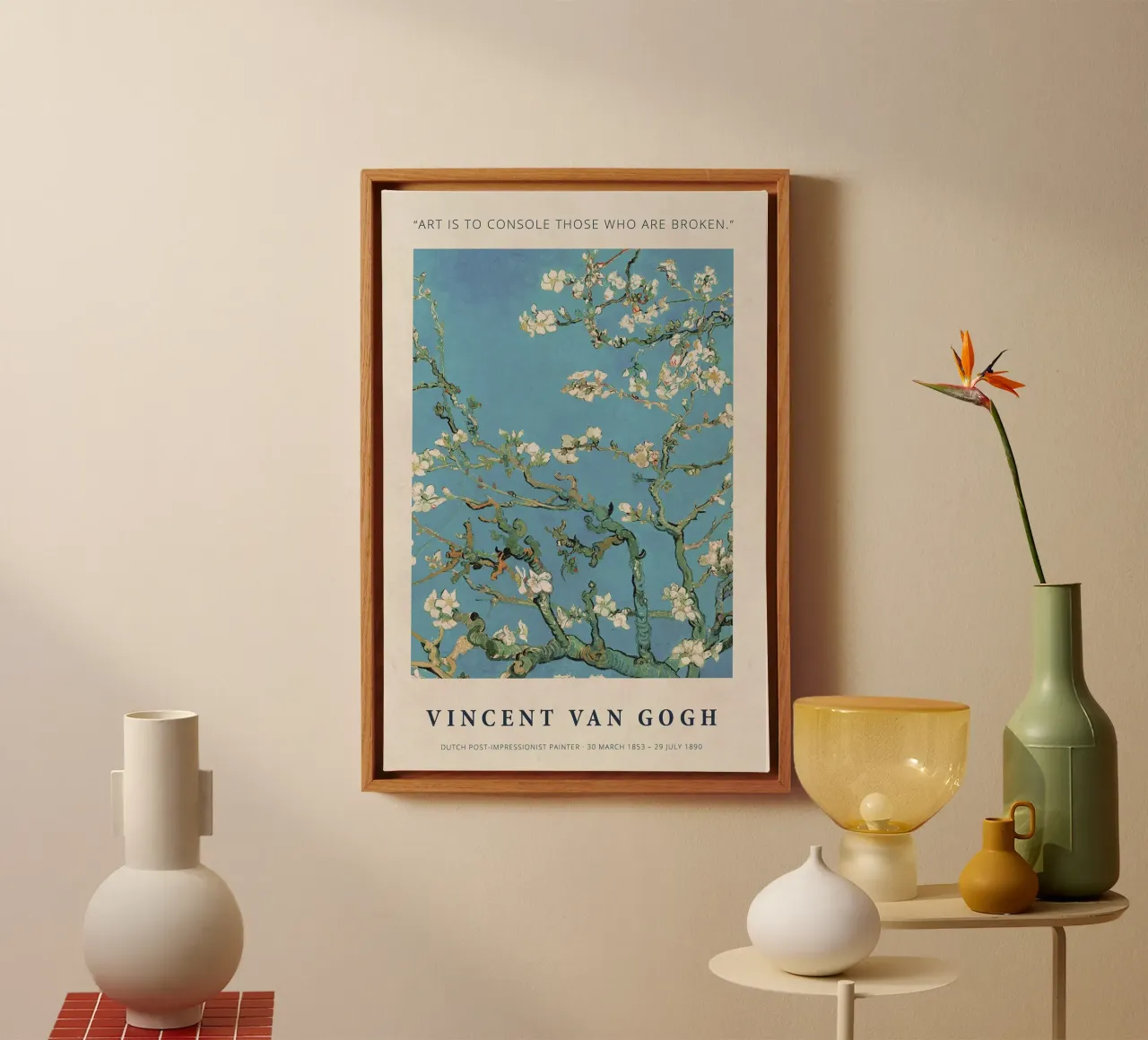 Art is to Console those who are Broken - Vincent van Gogh canvas with Floater frame by Sylviepaint
