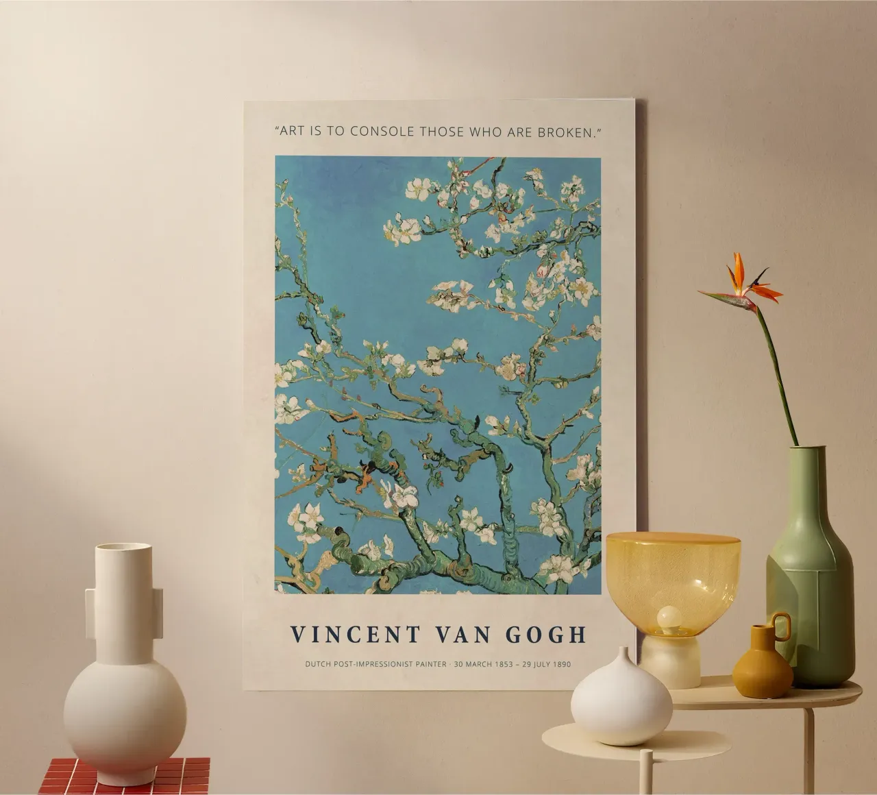 Art is to Console those who are Broken - Vincent van Gogh canvas with Floater frame by Sylviepaint