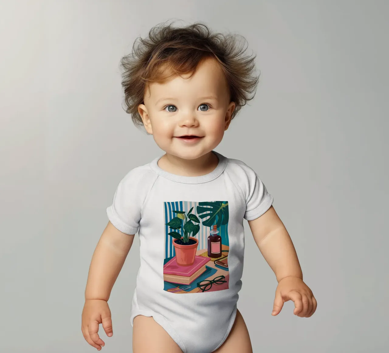 Angolo botanico libresco body neonato maniche corte da Moonlite Desire