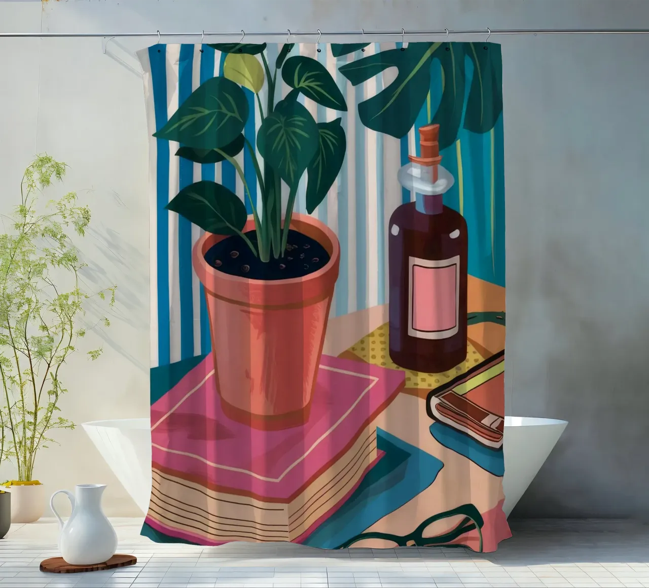 Angolo botanico libresco tenda da doccia da Moonlite Desire