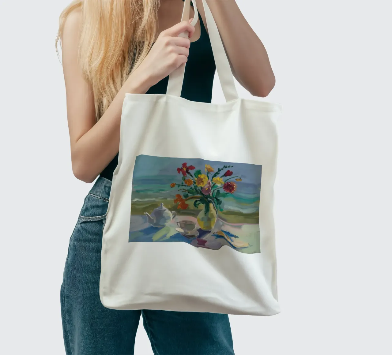 Roses Teapot Repose tote bag by Radiance Landscape