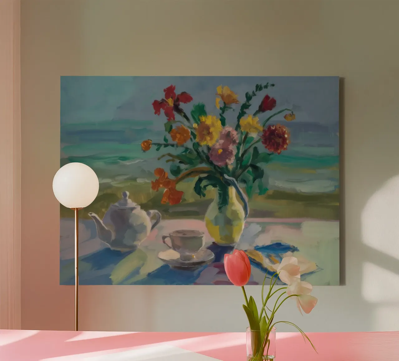 Roses Teapot Repose canvas by Radiance Landscape