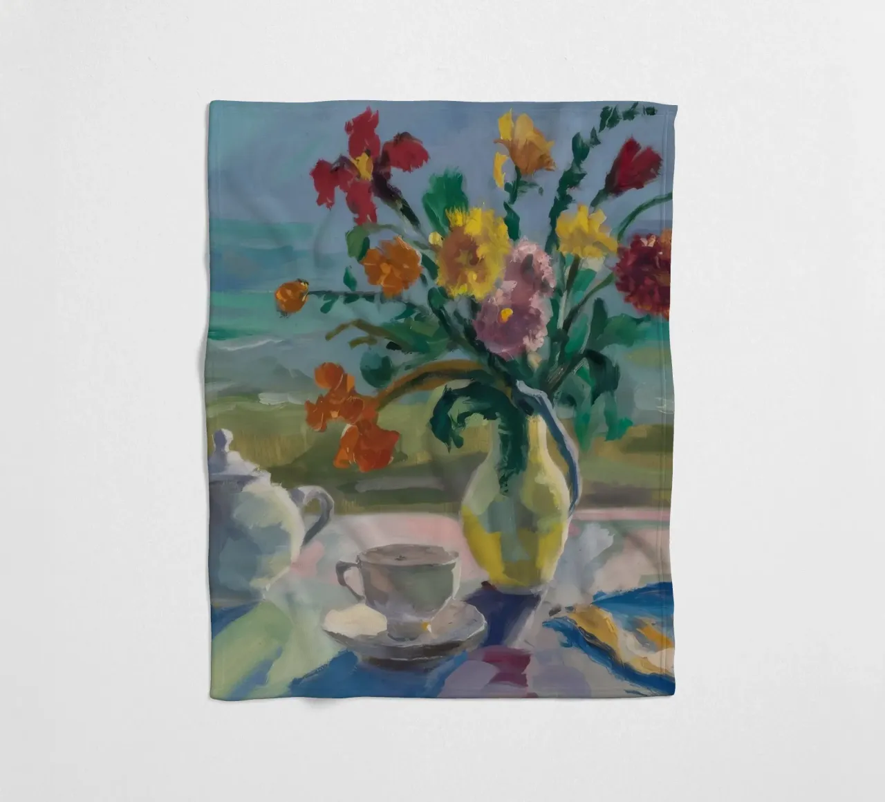 Roses Teapot Repose fleece blanket by Radiance Landscape