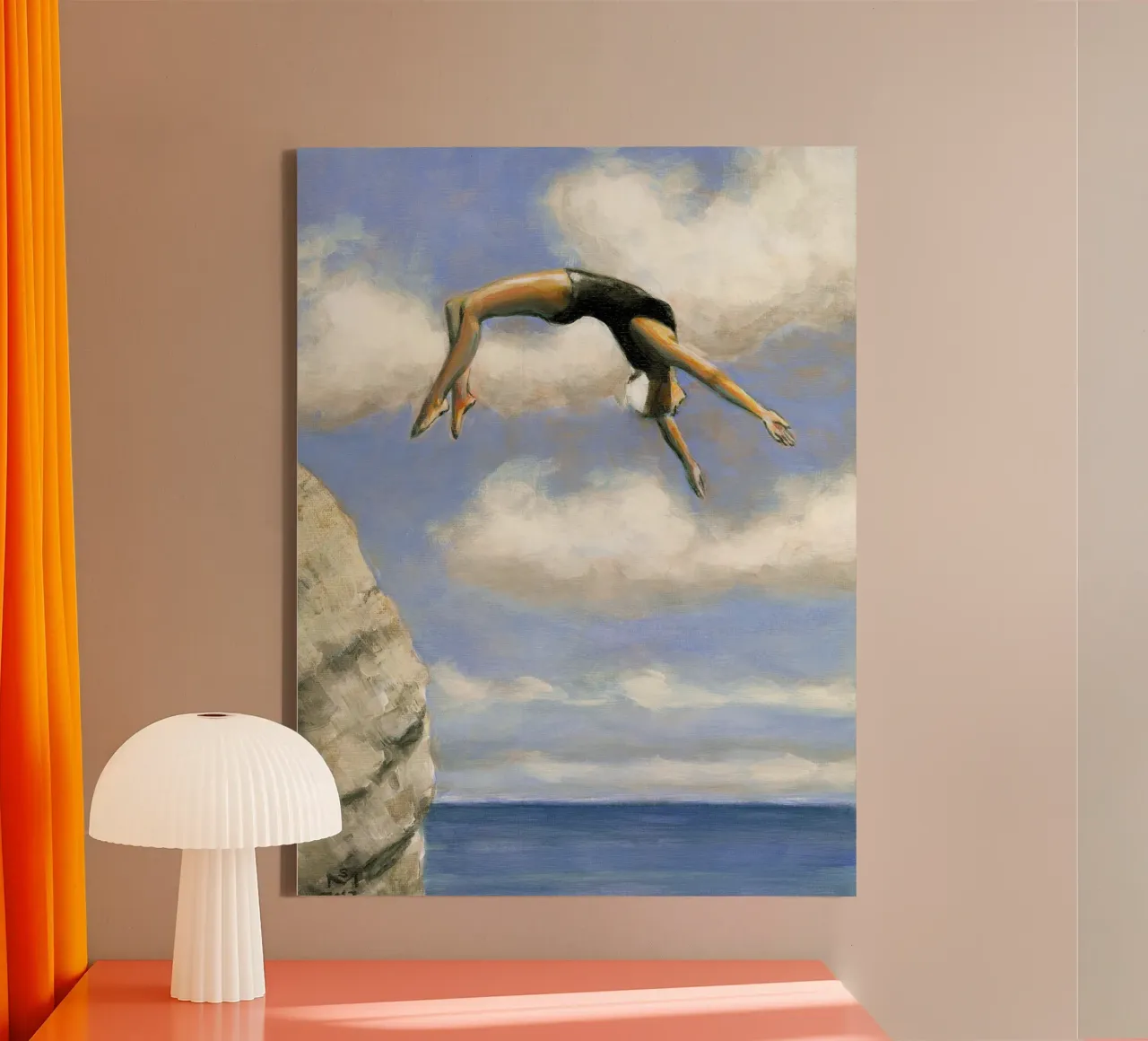 Sarah Morrissette - Tuffarsi da una roccia tela con Cornice a cassetta da Rachelwhell