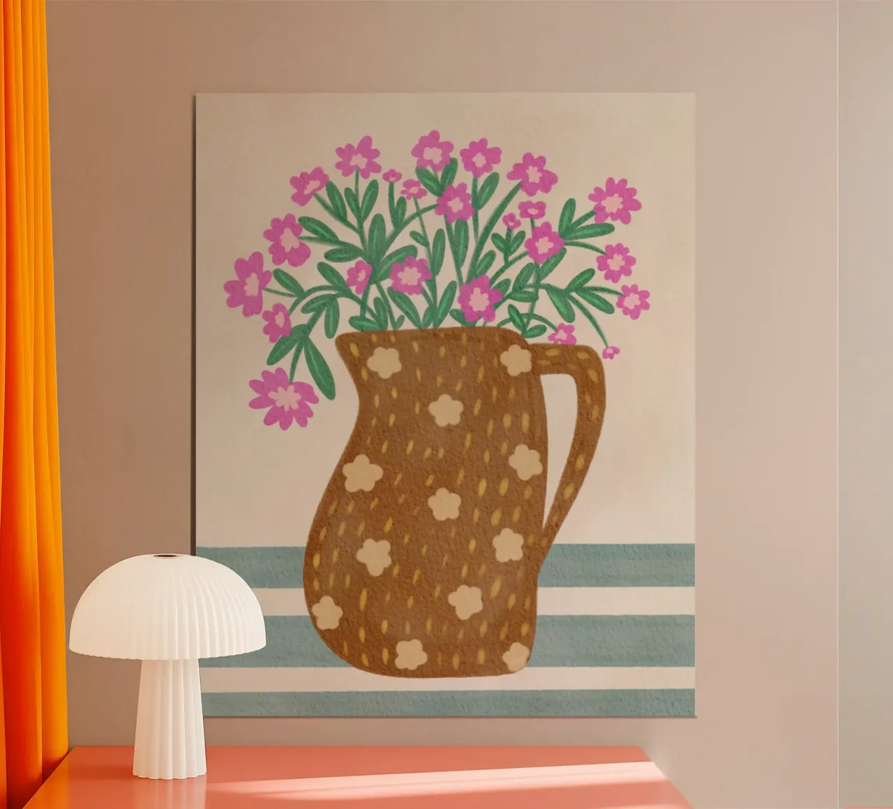 Pink Flowers In Vibrant Flower Vas poster with aluminum frame by Nikita Jariwala