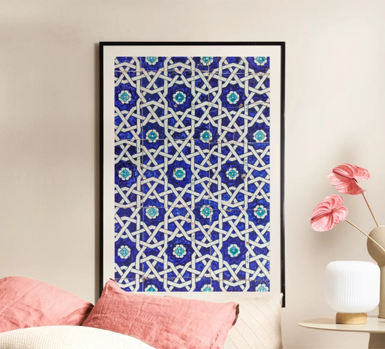 Blue tiles poster con telaio in plastica da photolovers