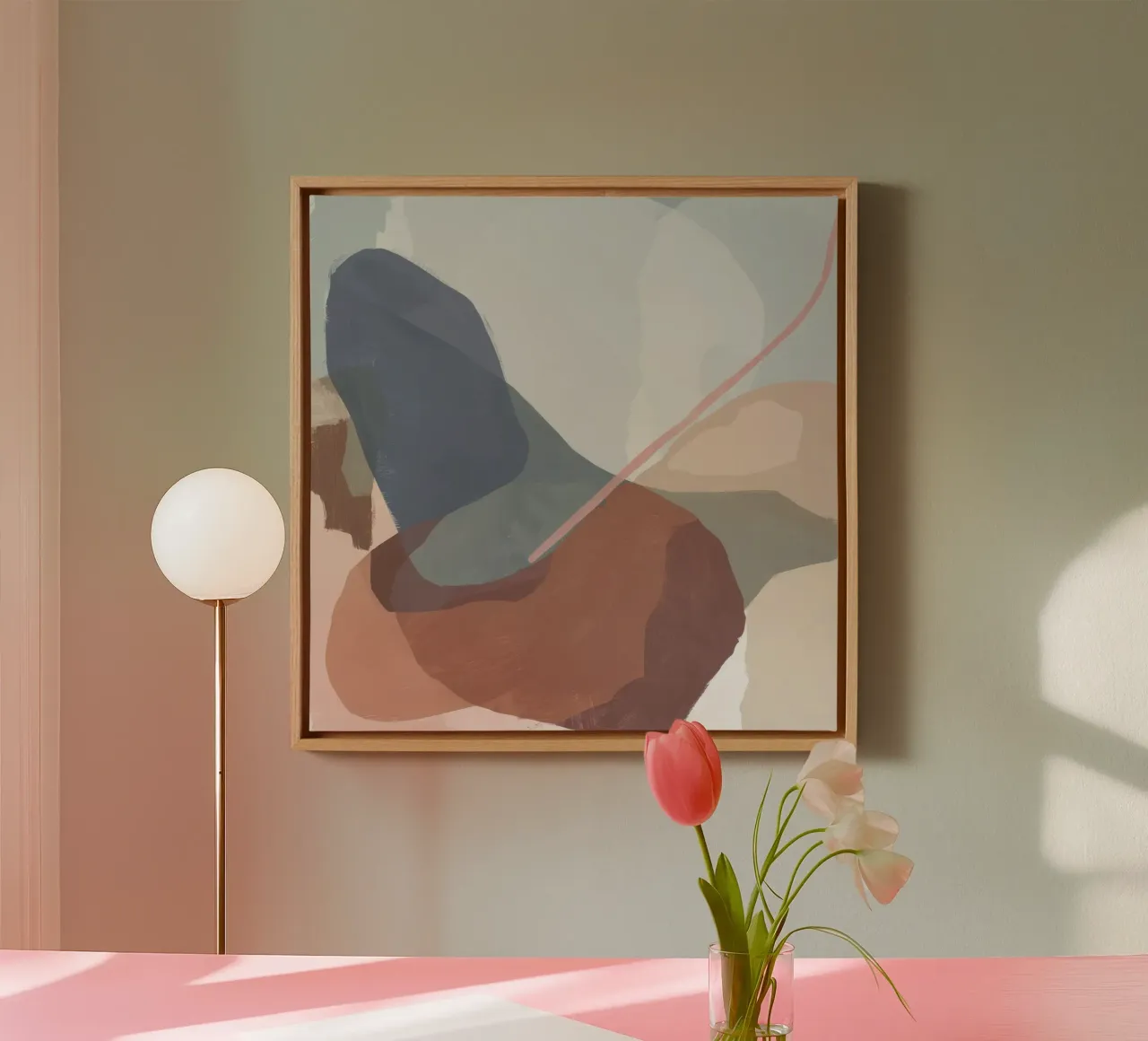 Terraqueous Whisper Flow canvas with Floater frame by Vivid Reverie