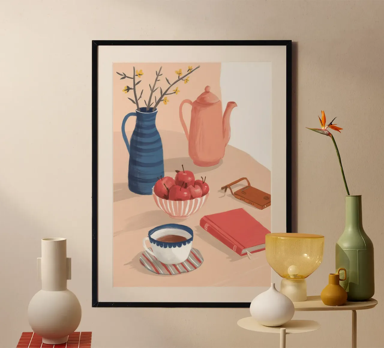 Pace poetica all'ora del tè poster con telaio in legno da Moonlite Desire