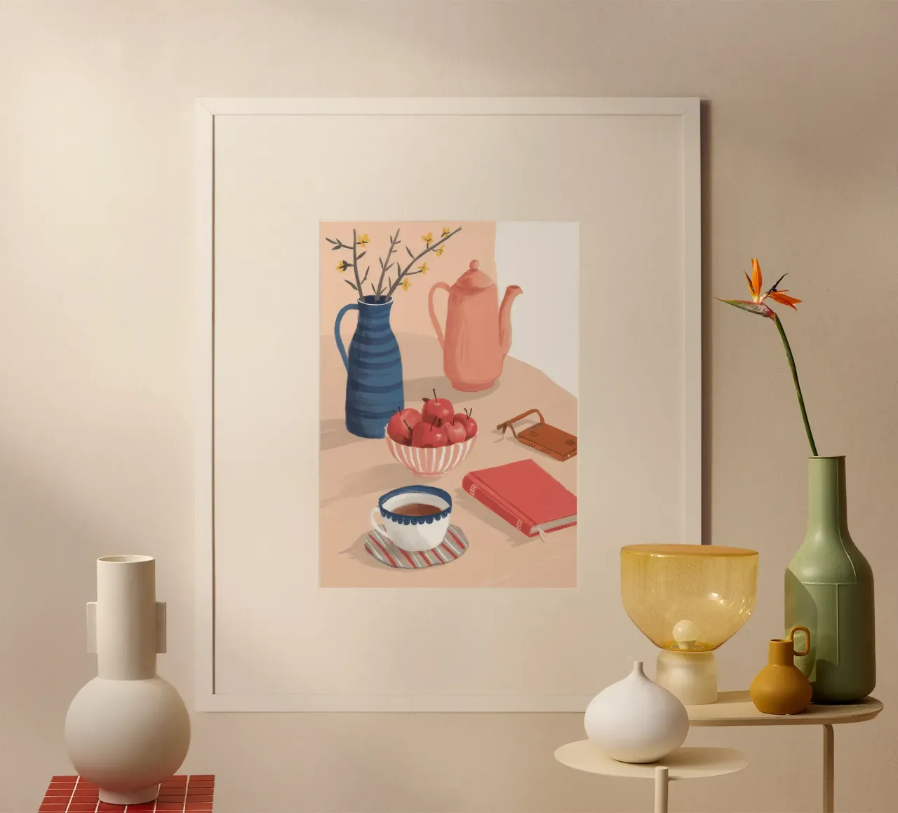Pace poetica all'ora del tè poster con telaio in legno da Moonlite Desire