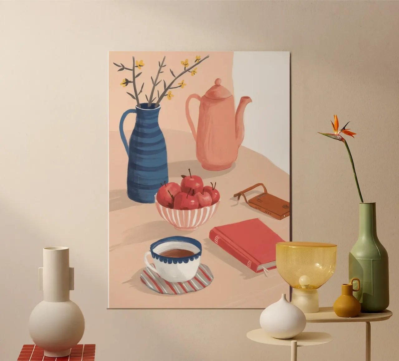 Pace poetica all'ora del tè poster con telaio in legno da Moonlite Desire