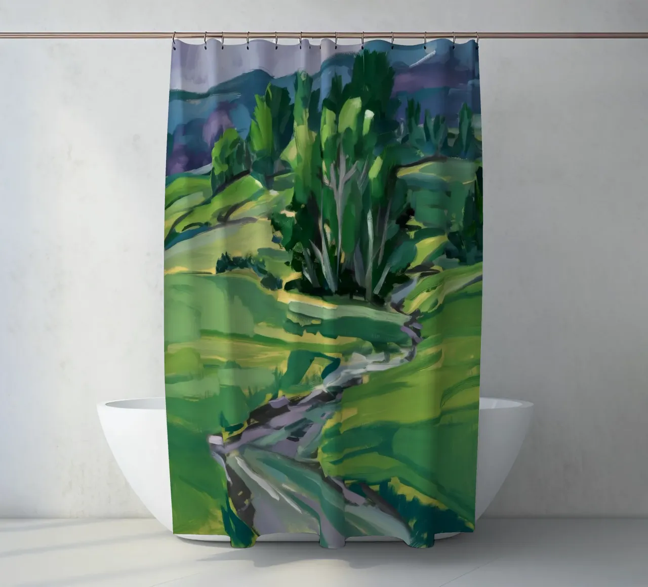 Verdant Valley Stream Duschvorhang von Lush Essence