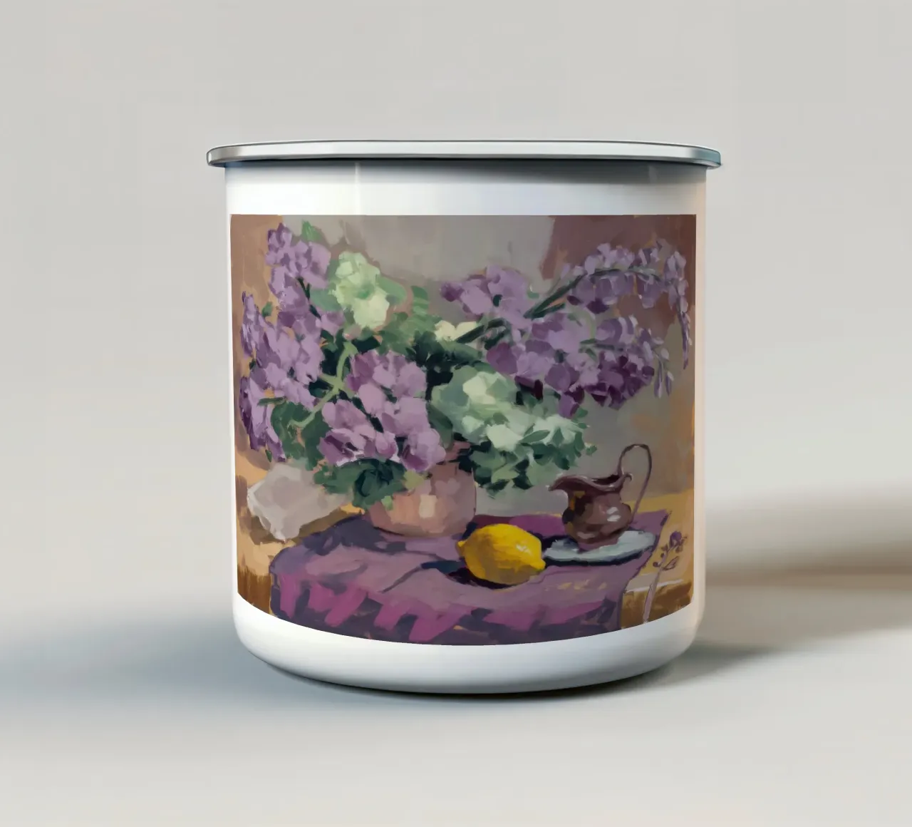 Lilla rame lustro tazza in smalto da Radiance Landscape