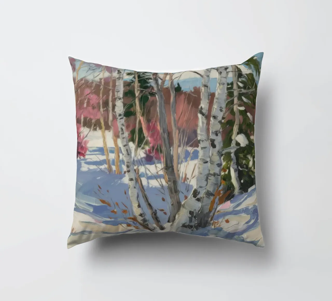 Birch Forest Snowfall decorative cushion by Lush Essence