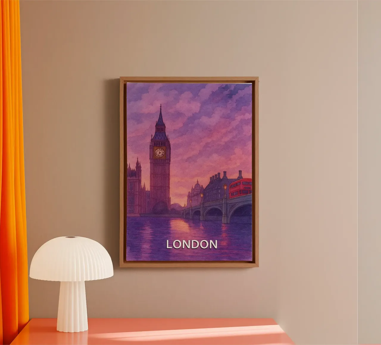 pittura della città di londra ilustrazione tela con Cornice a cassetta da Allghaniz