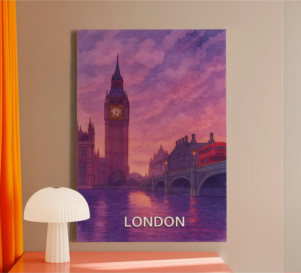 pittura della città di londra ilustrazione tela con Cornice a cassetta da Allghaniz