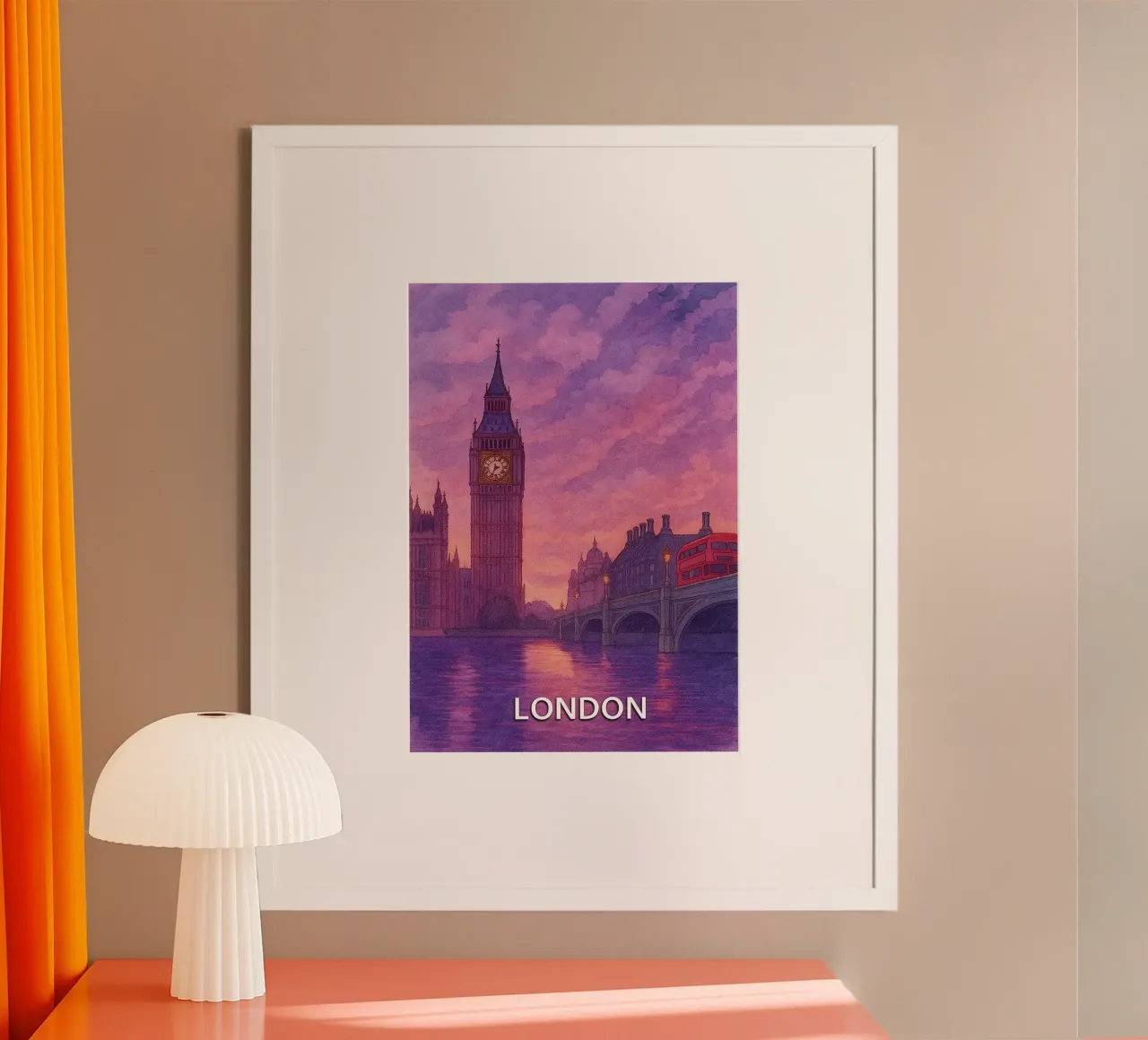 pittura della città di londra ilustrazione poster con telaio in plastica da Allghaniz