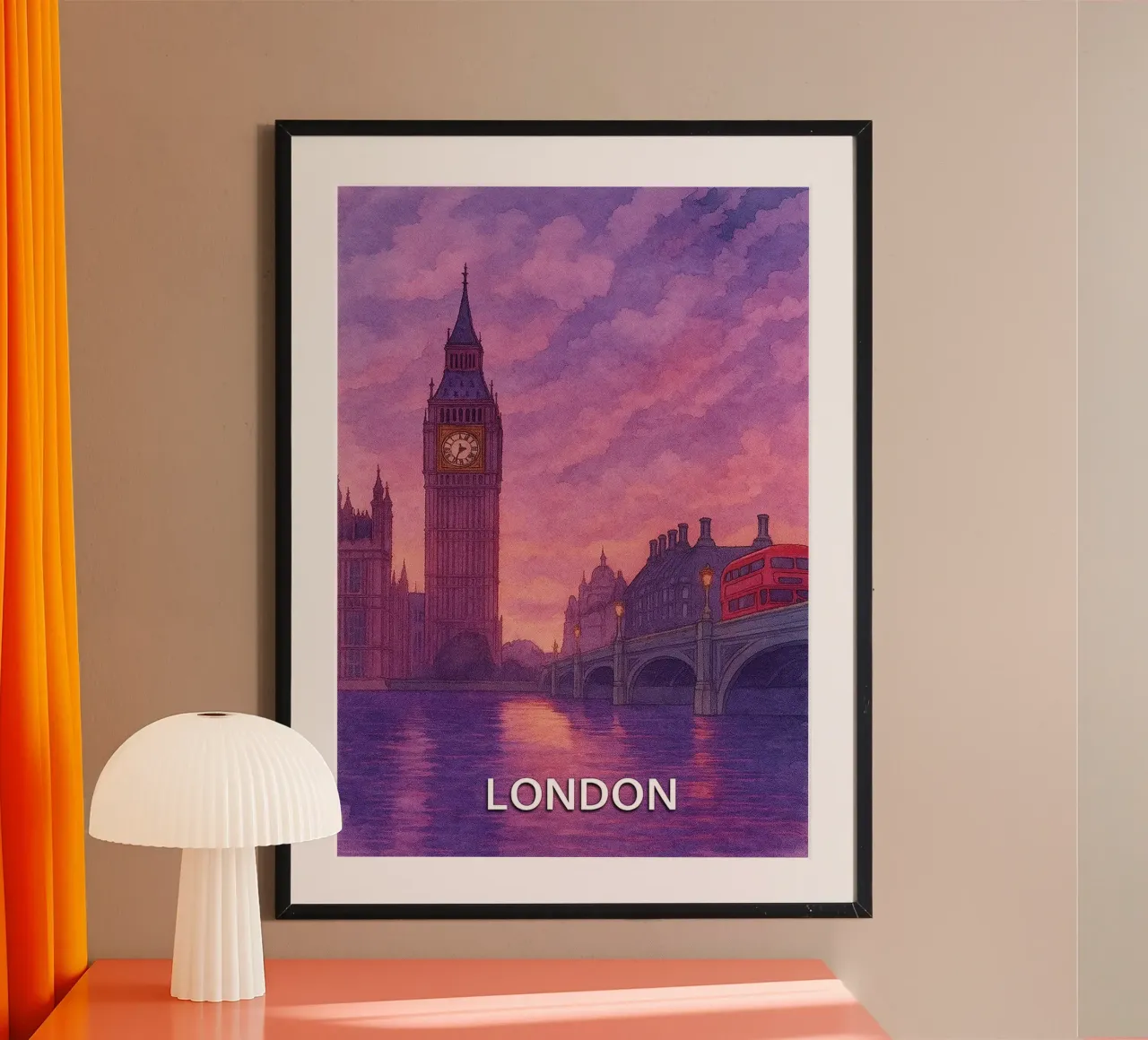 pittura della città di londra ilustrazione poster con telaio in plastica da Allghaniz
