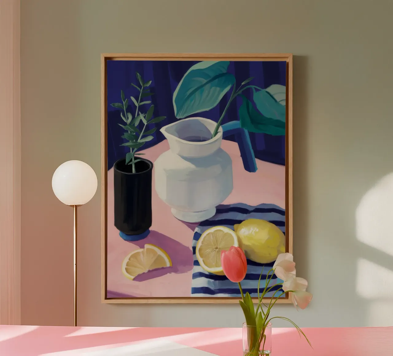 Lemon Pitcher Light canvas with Floater frame by Moonlite Desire