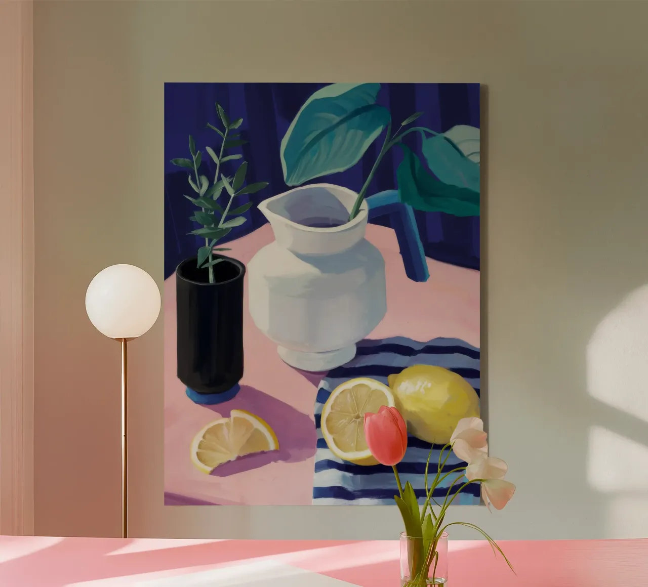 Lemon Pitcher Light canvas with Floater frame by Moonlite Desire