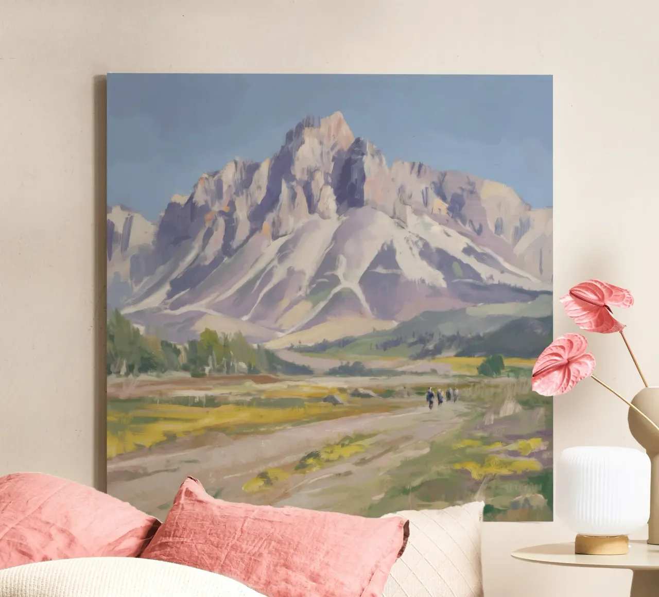 Die schneebedeckte Majestät des Gipfels Leinwand mit Schattenfugenrahmen von Radiance Landscape