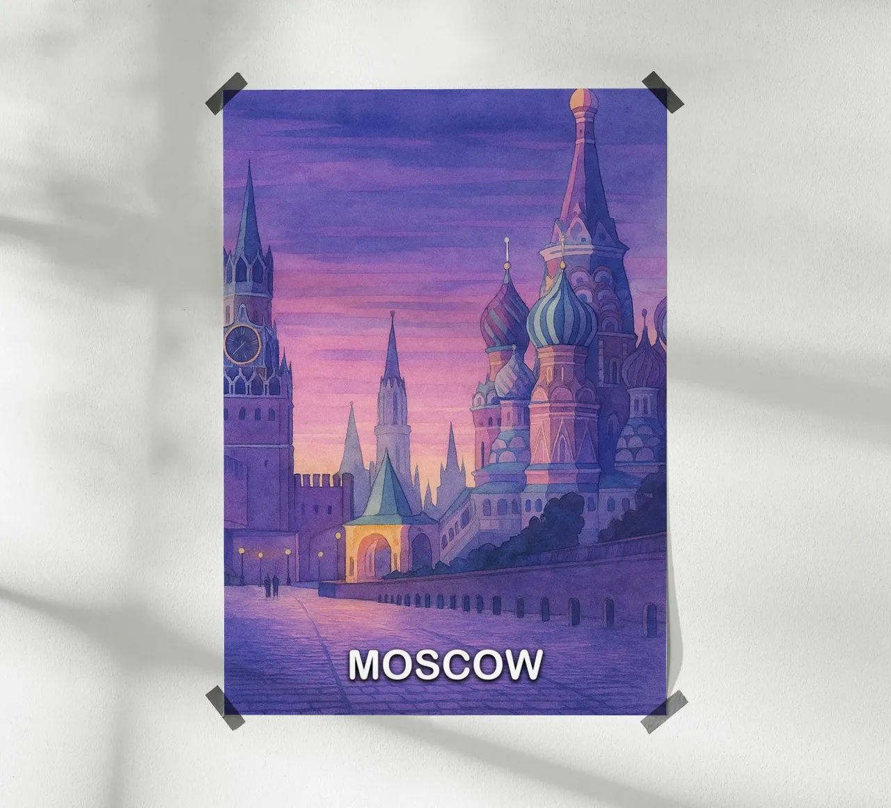 Mosca città pittura ilustrazione poster con telaio in alluminio da Allghaniz