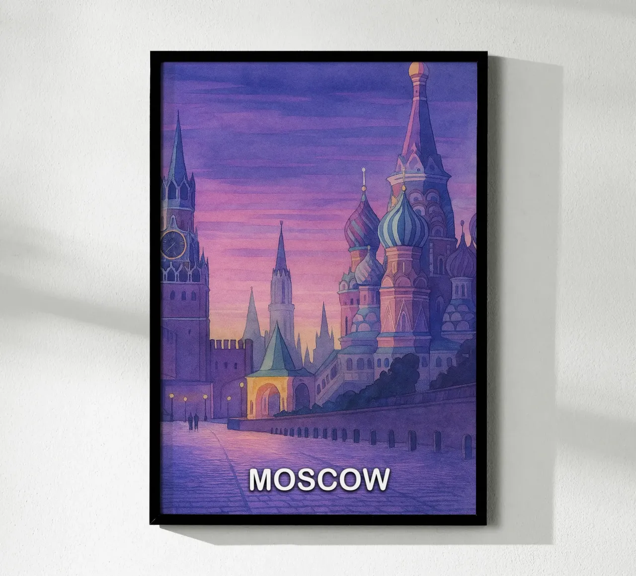 Mosca città pittura ilustrazione poster con telaio in alluminio da Allghaniz