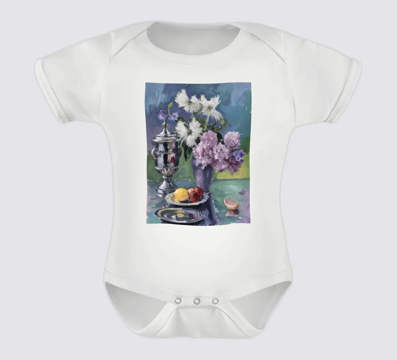 Lillà in brocca d'argento body neonato maniche corte da Radiance Landscape