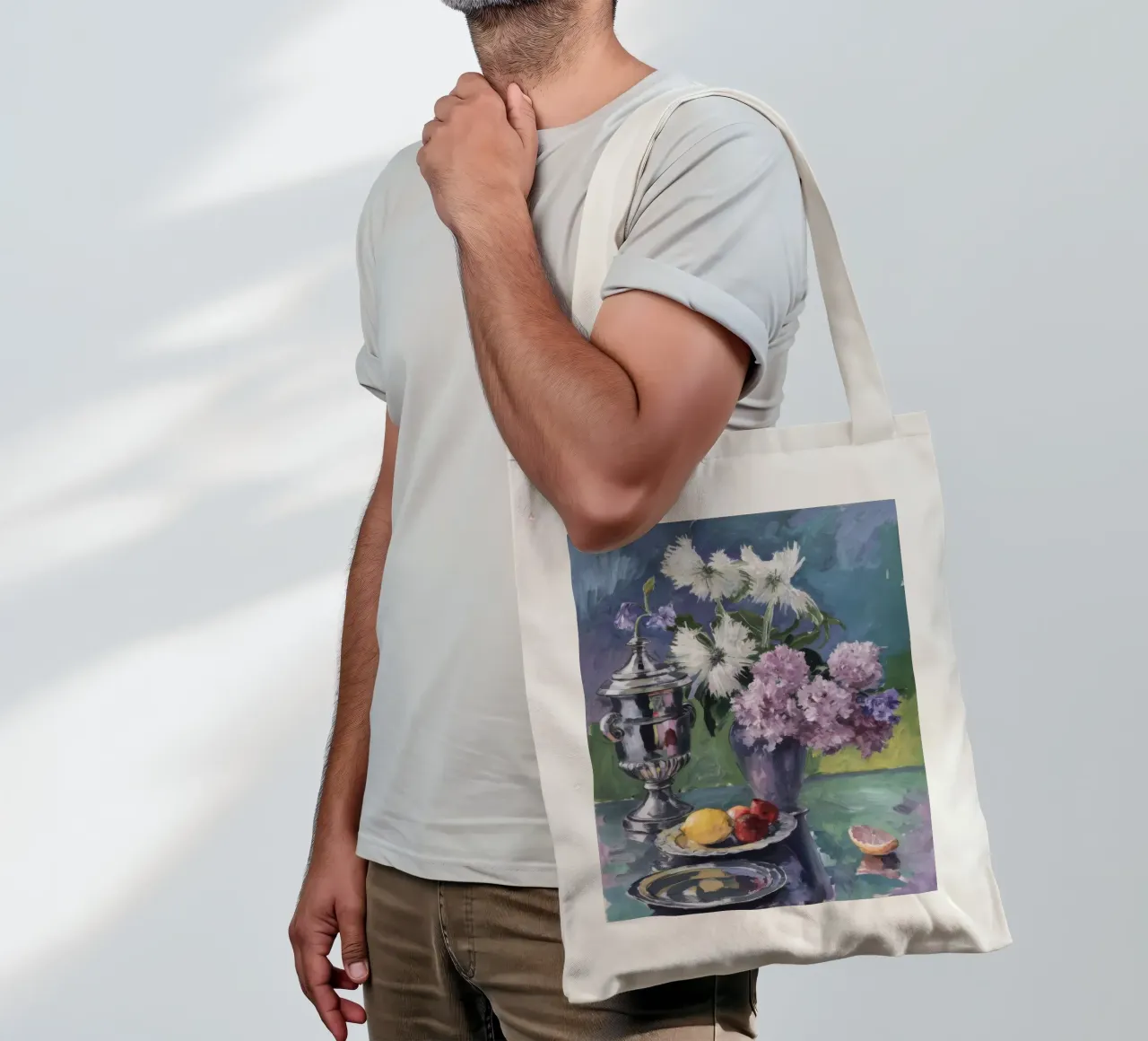 Lillà in brocca d'argento borsa in juta da Radiance Landscape