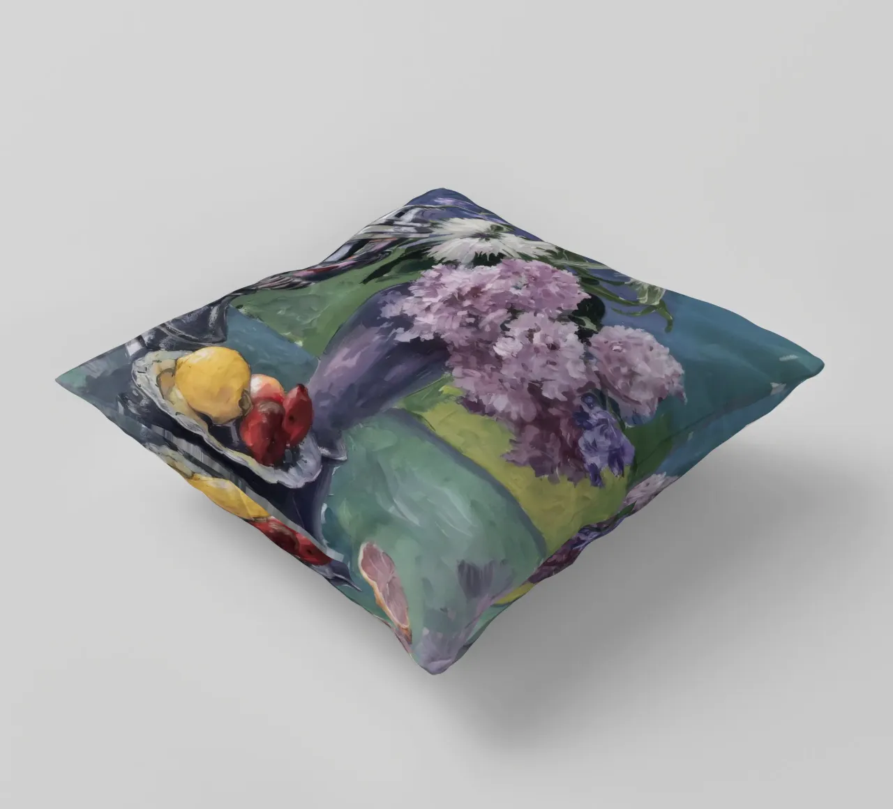 Lillà in brocca d'argento cuscino da Radiance Landscape