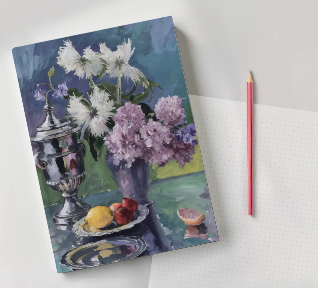 Lillà in brocca d'argento diario da Radiance Landscape